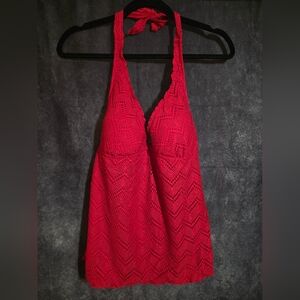 ✨️3/$25✨️Vibrant Red Crochet Halter Swimsuit Top